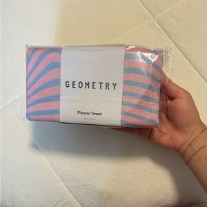 Geometry Pink and Blue Striped Fitness Towel 16in X 30in